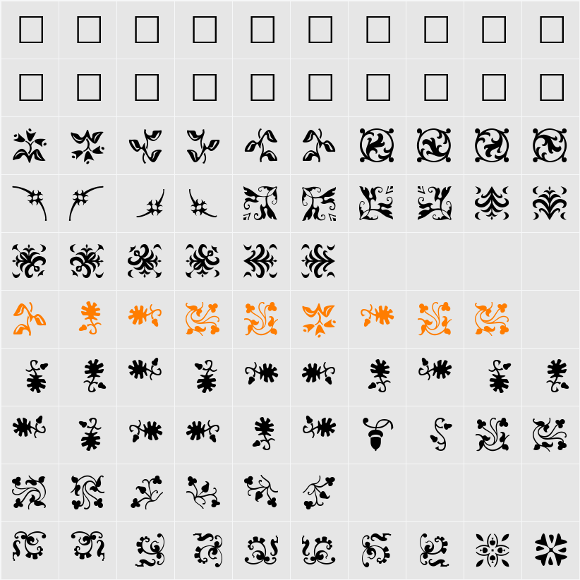 Borderbats-Fleur Character Map