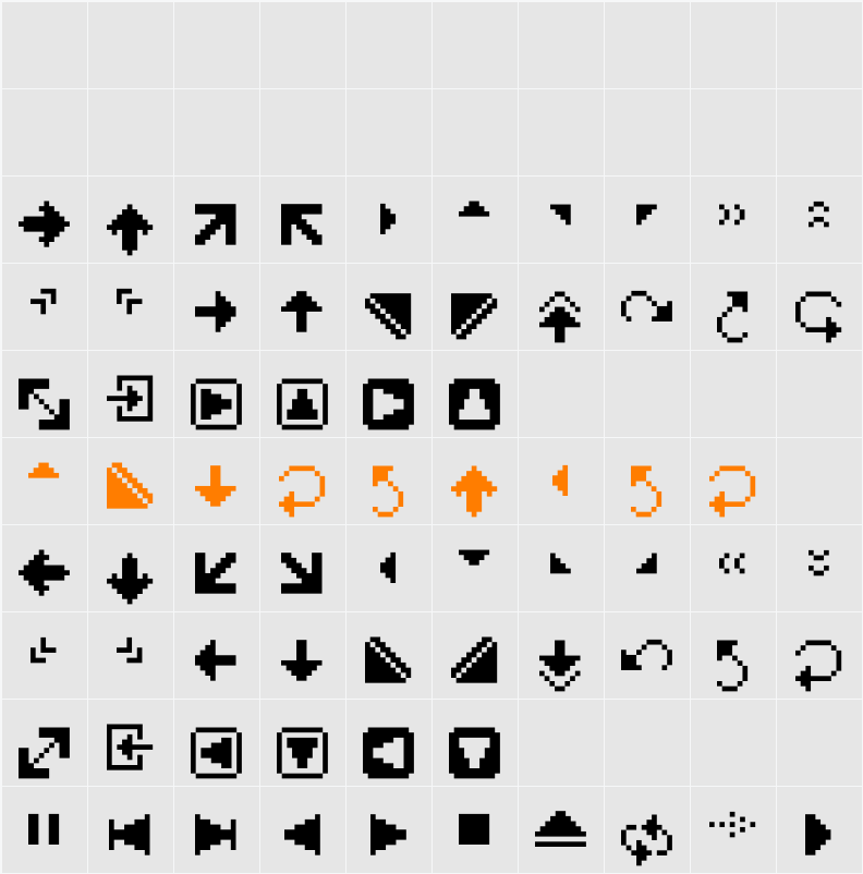 PixArrows Character Map
