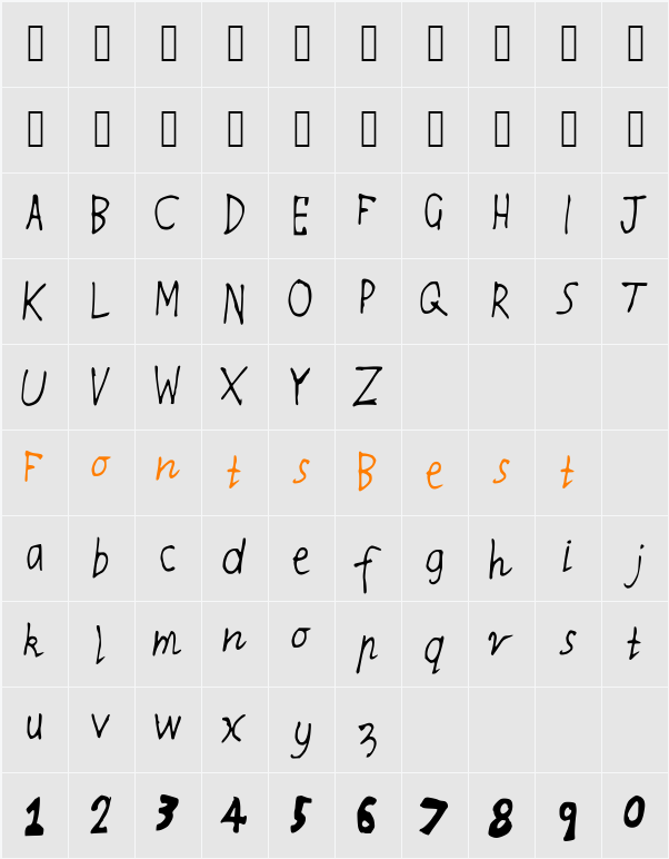 RQSThinnyandThicky Character Map
