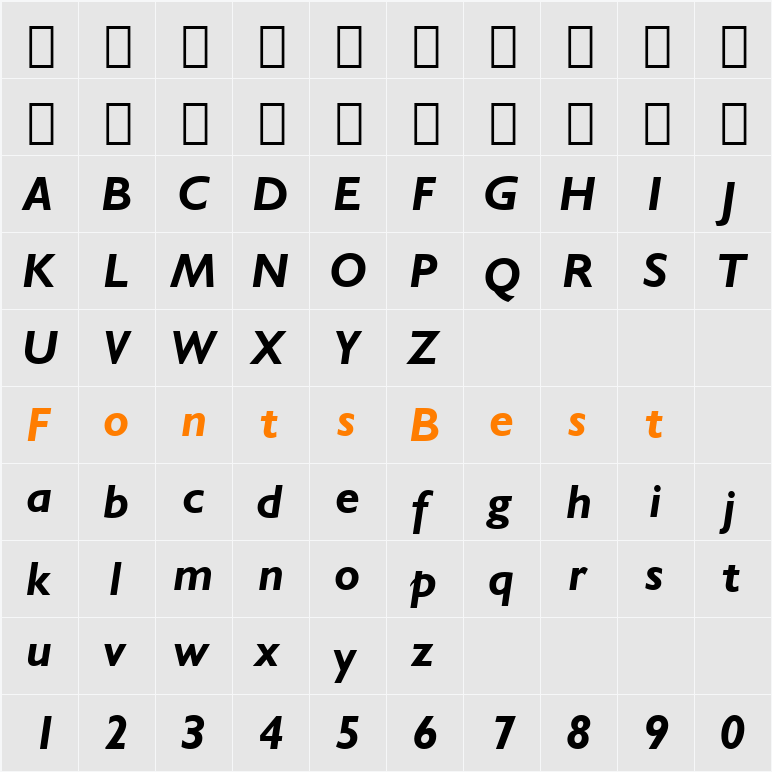 Humanst521 BT Character Map