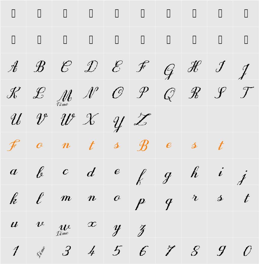 OnlyOneDollarDemo Character Map