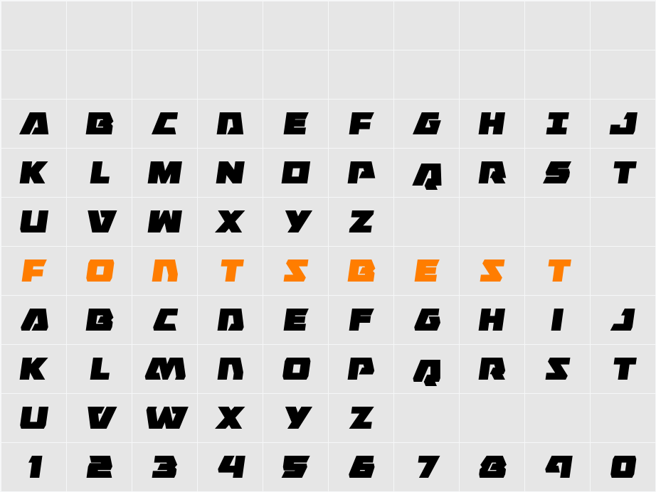 Eagle Strike Semi-Italic Character Map