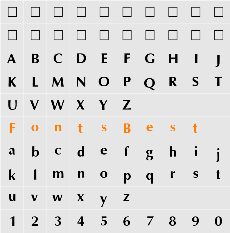 Eterna Character Map