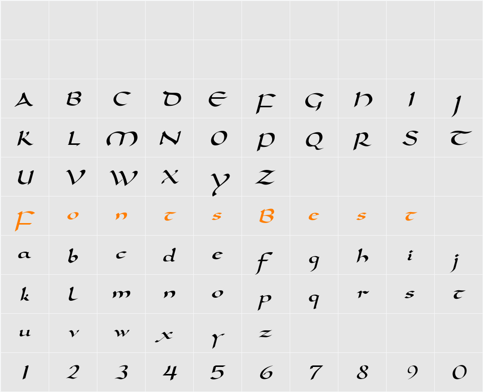 DorovarFLF-Italic Character Map