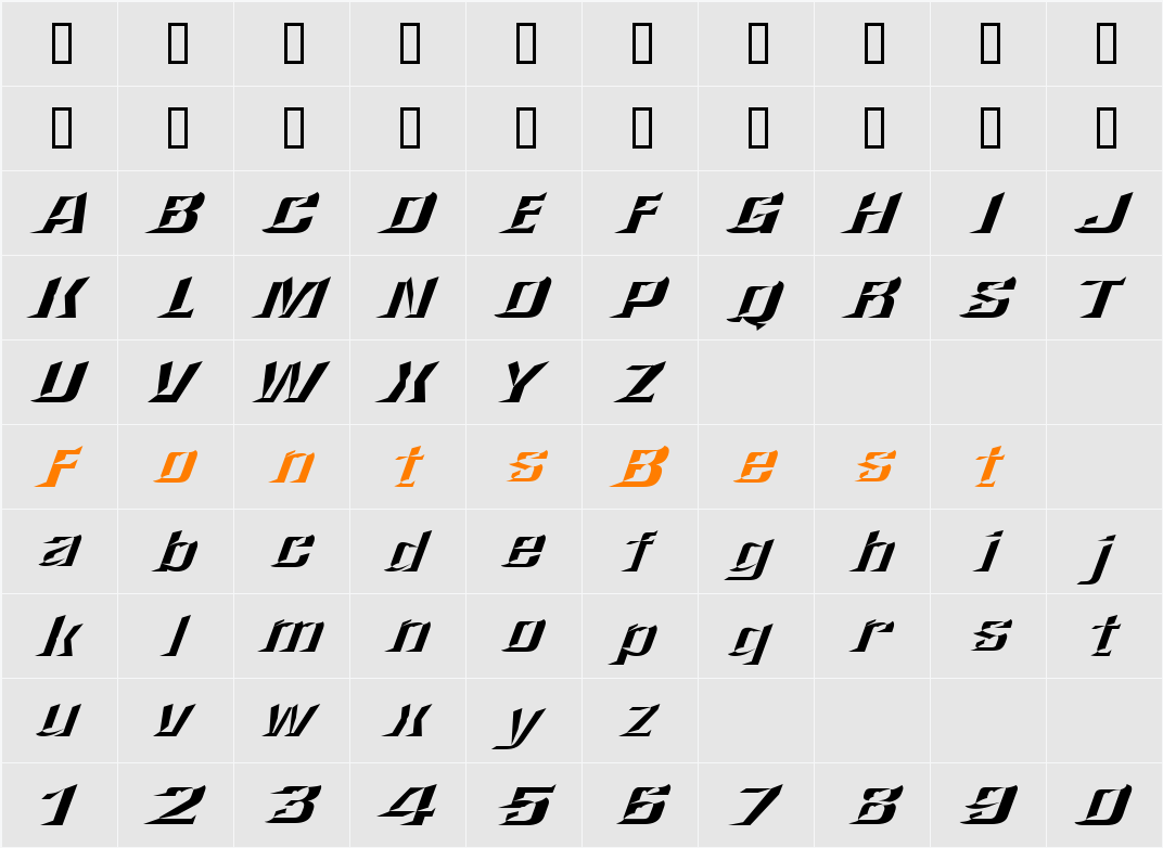 LHF Convecta CONVEX Character Map
