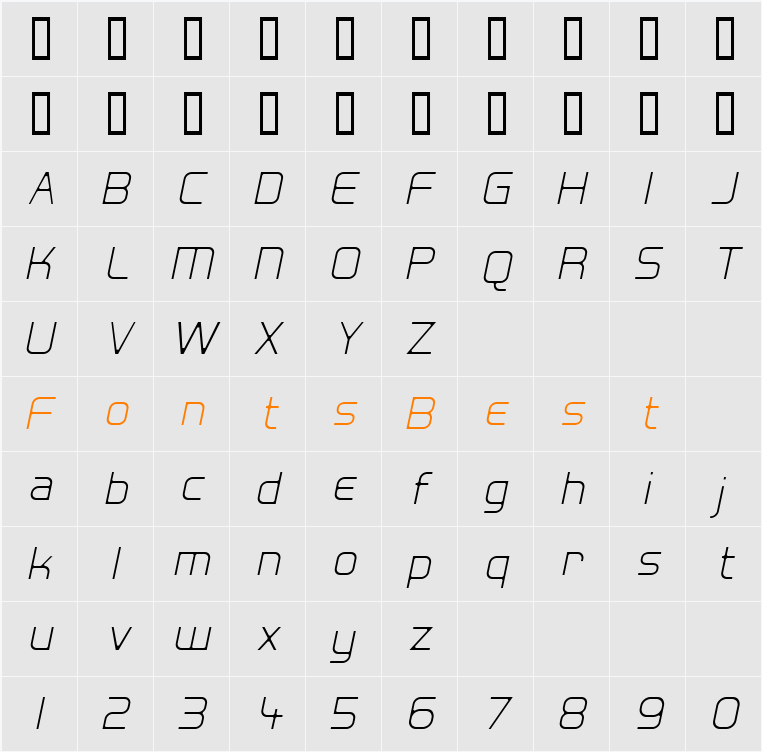 Hall Fetica Decompose Italic Character Map