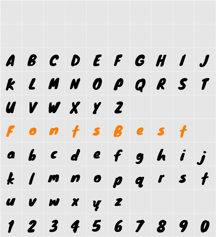 Knewave Character Map