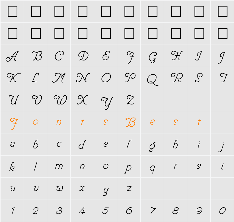 Pentip Character Map