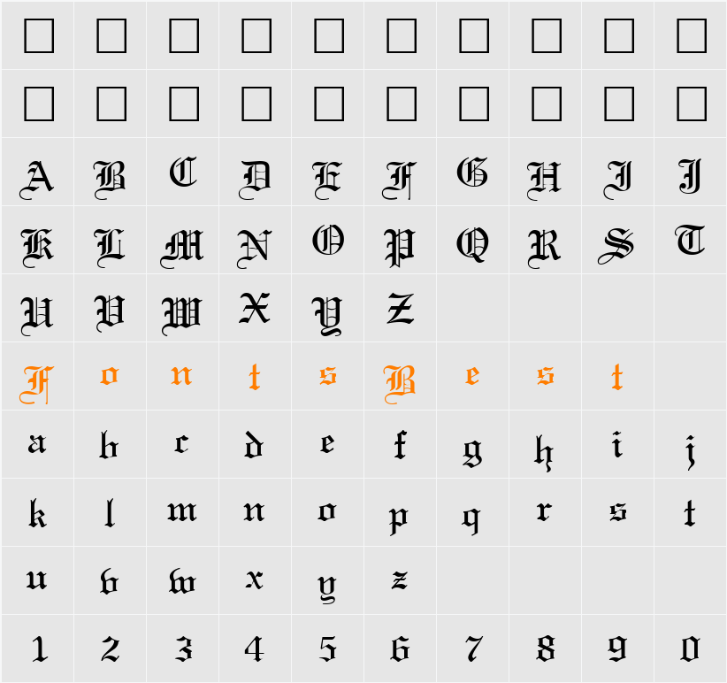 LinusText Character Map