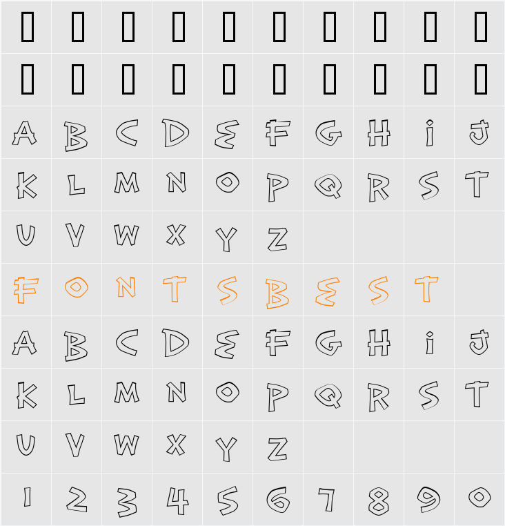 Exotic Island BTN Bold Out Character Map