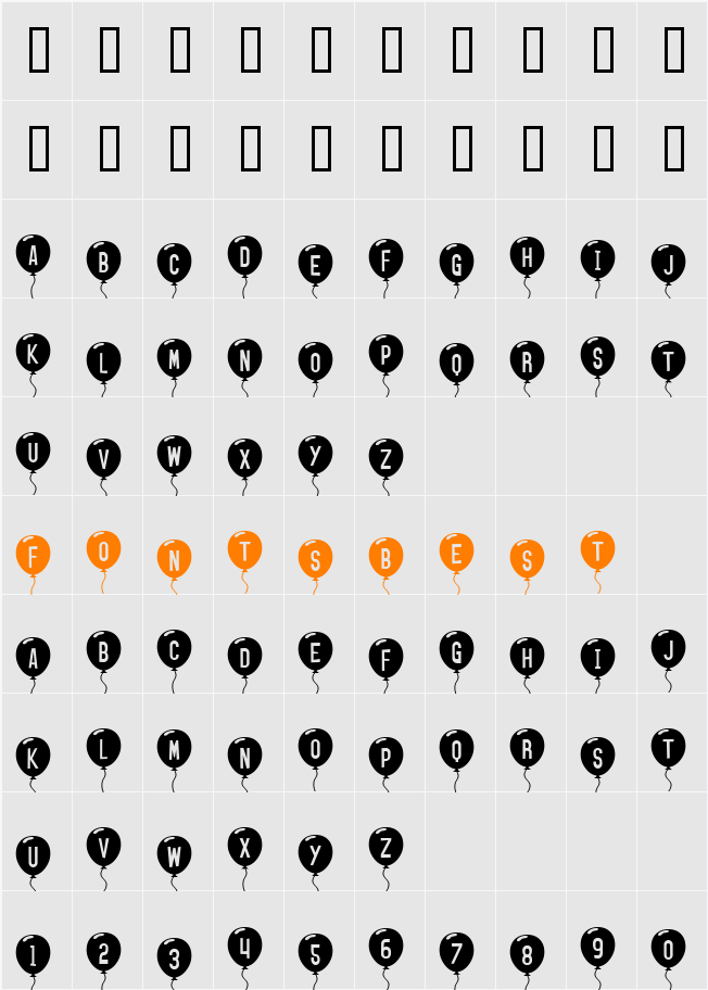 SF Balloons Character Map