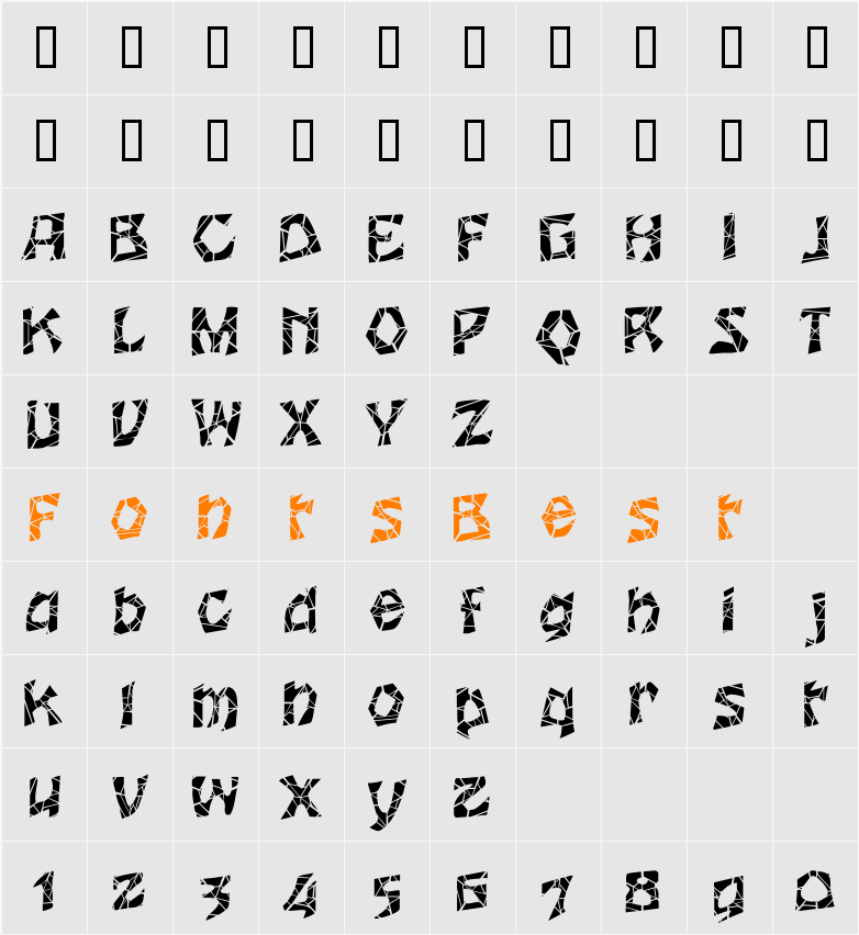 Wrinklecut Character Map