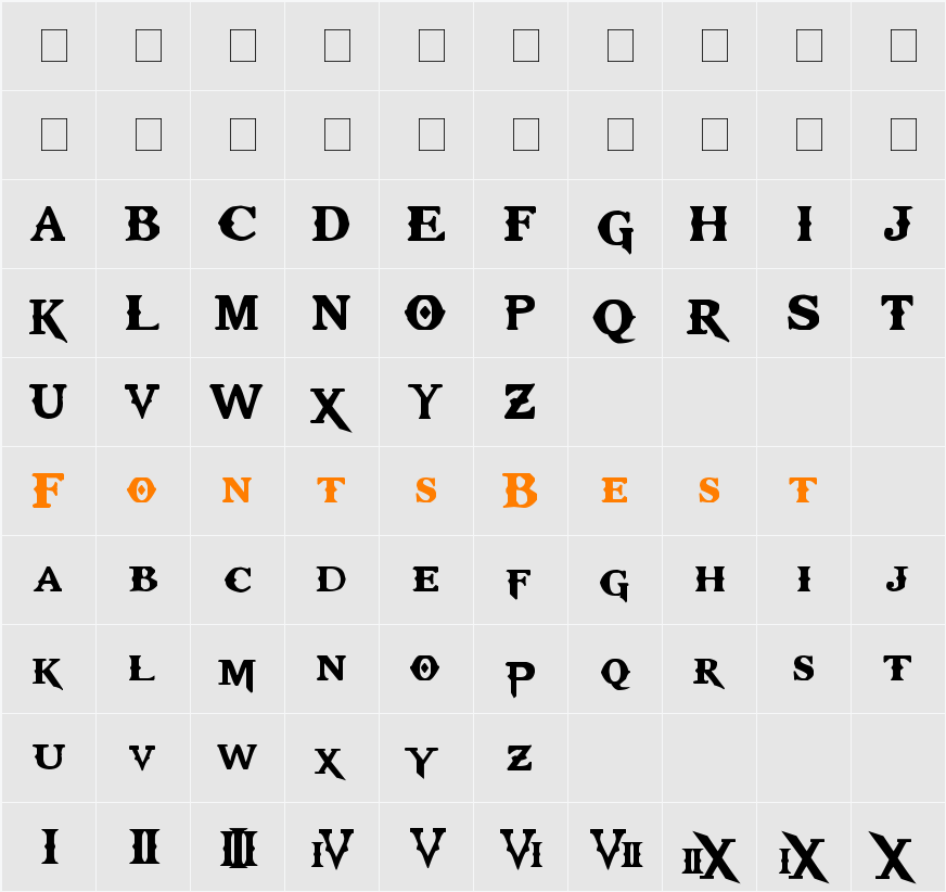 Kratos TrueType - GOD $ WAR Character Map