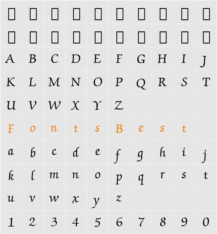 878-CAI978 Character Map