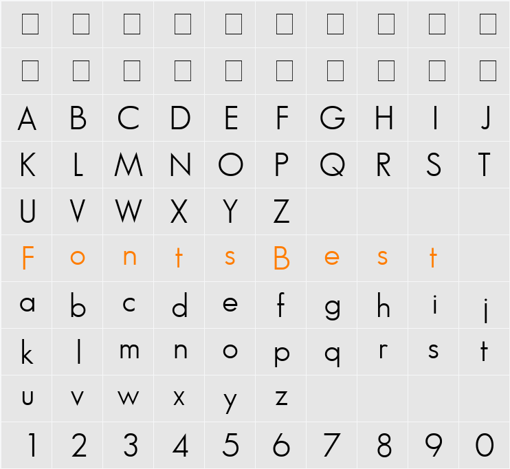 GlasnostLightFWF Character Map