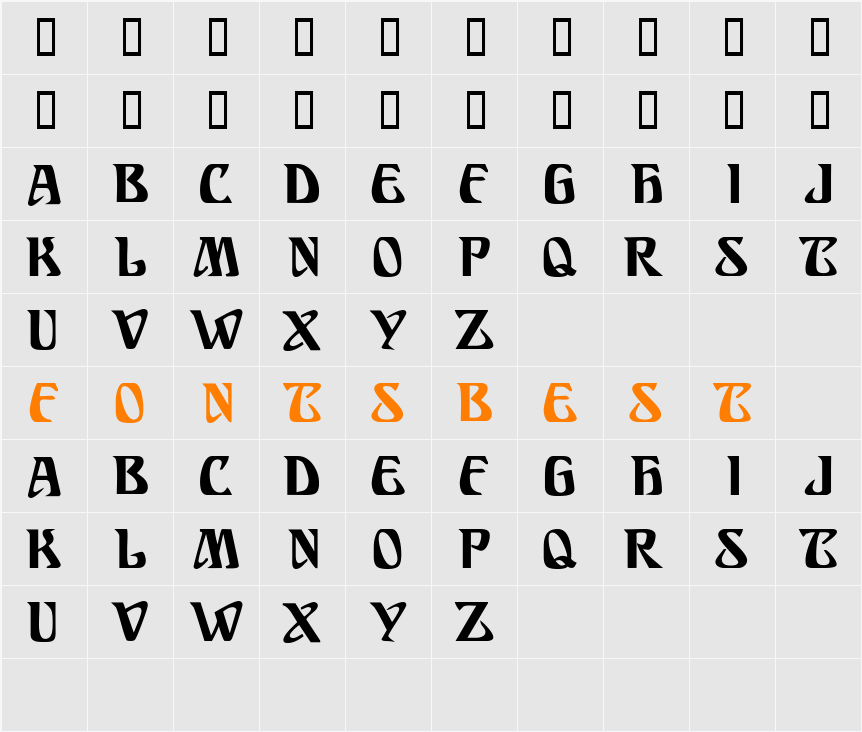 SundraDisplayCaps Character Map