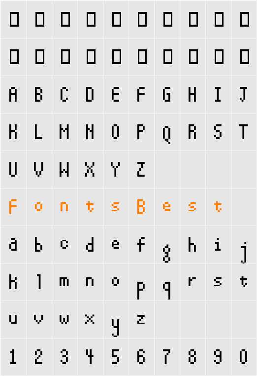 13pxbus Character Map