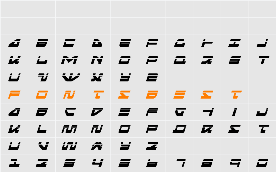 Searider Falcon Laser Italic Character Map