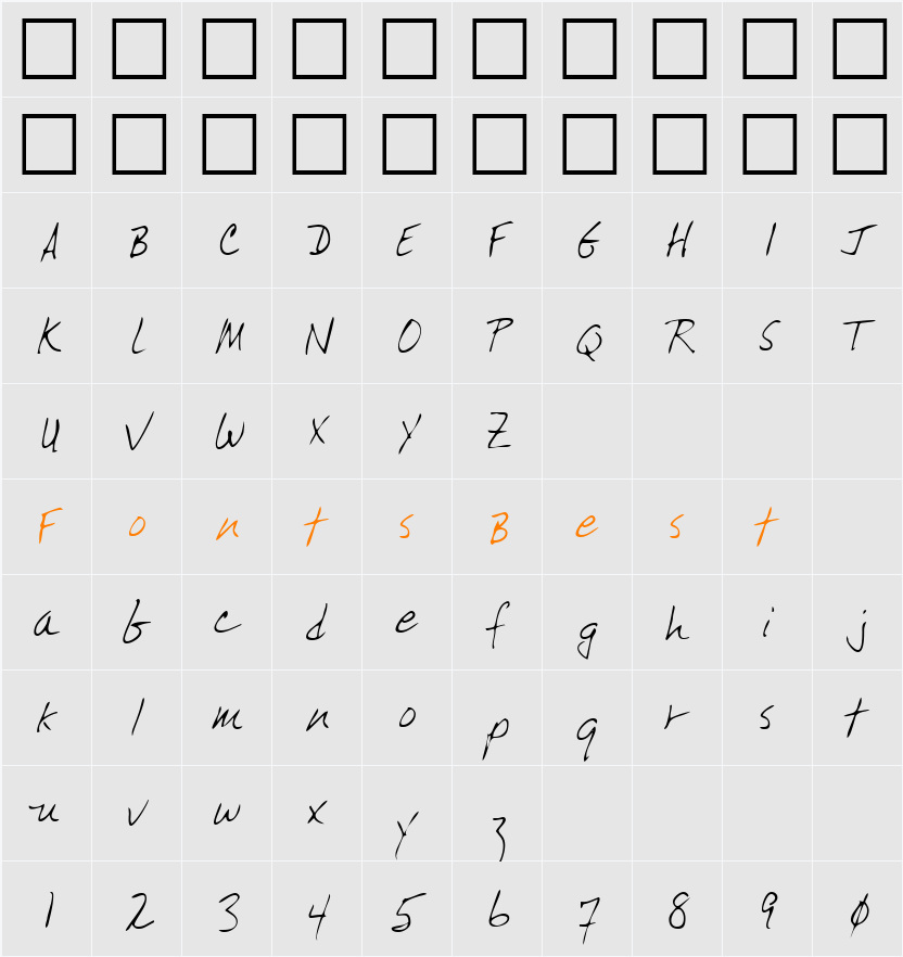 LEHN165 Character Map