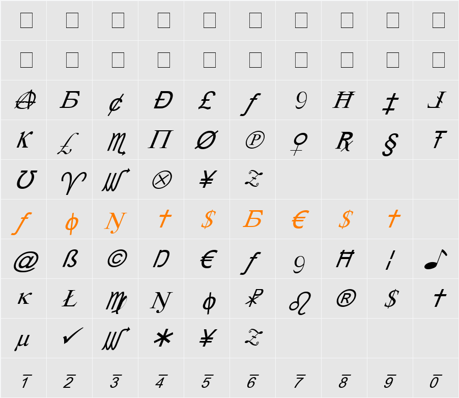 X-Cryption Italic Character Map