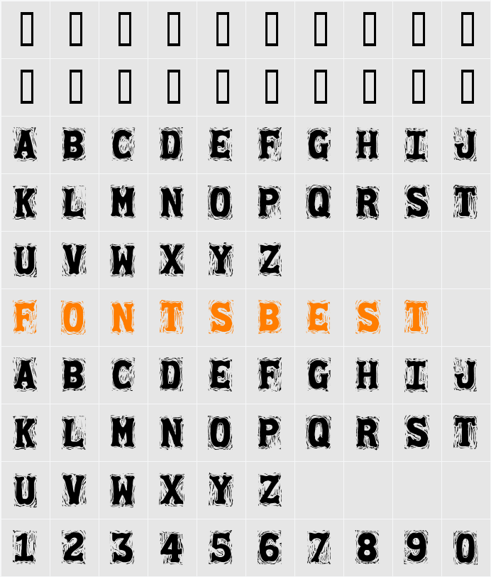 Gommogravure Character Map