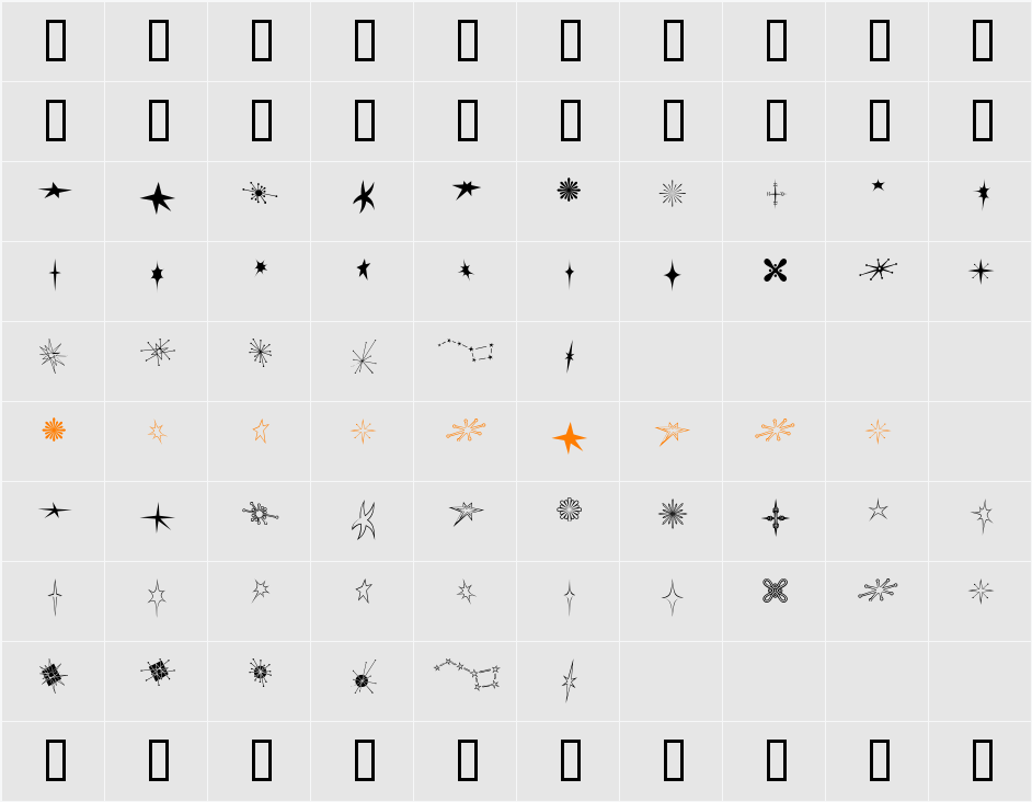 Retro Starstruck BTN Character Map