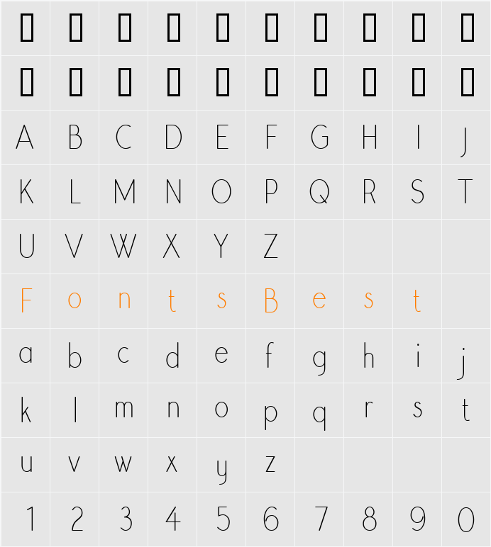 Register Sans BTN CnLt Character Map
