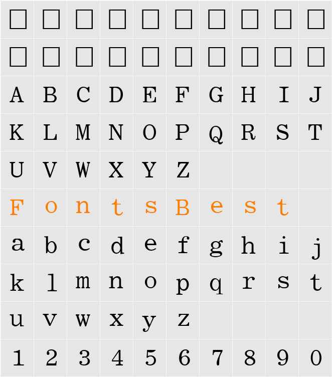 RomanFixed-width Character Map