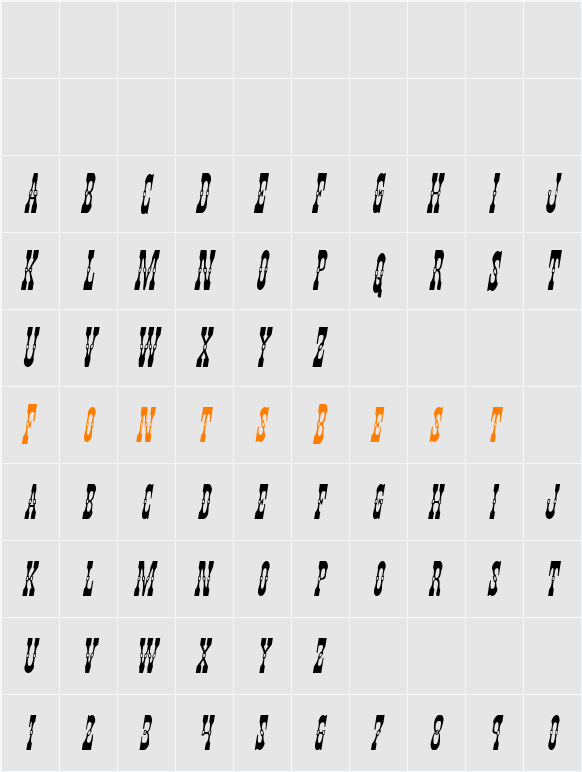 Younger Brothers Condensed Italic Character Map