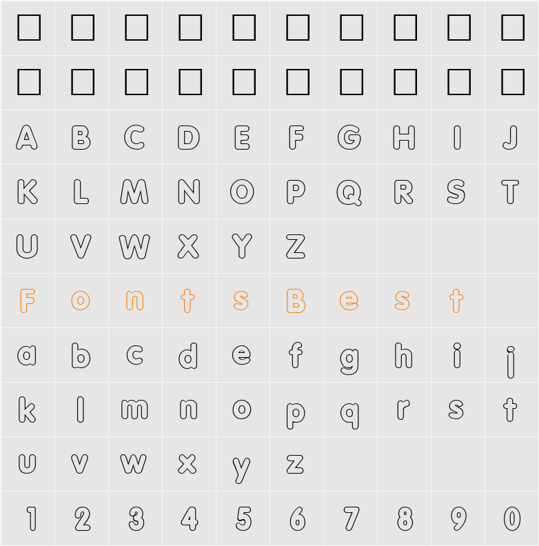 Vagabond Heavy Outline Character Map