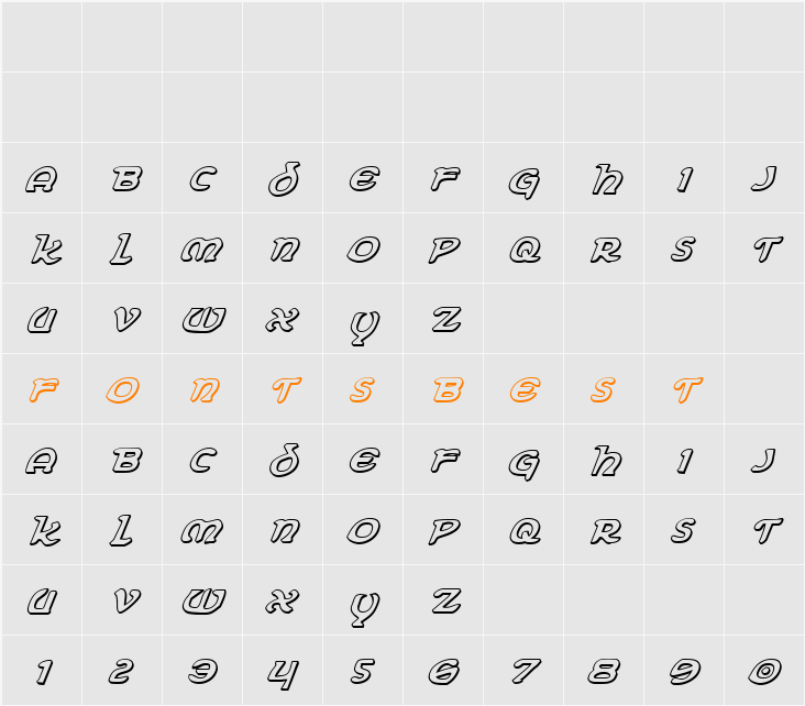 Erin Go Bragh 3D Italic Character Map