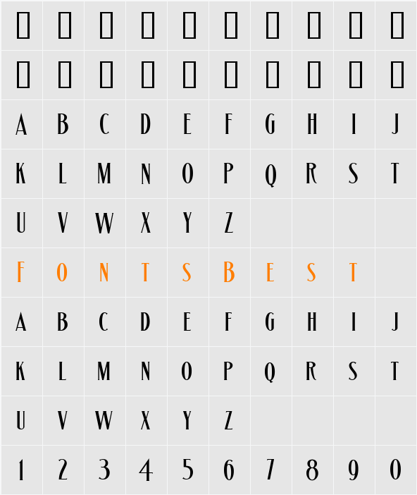 LHF Matthews Thin Character Map