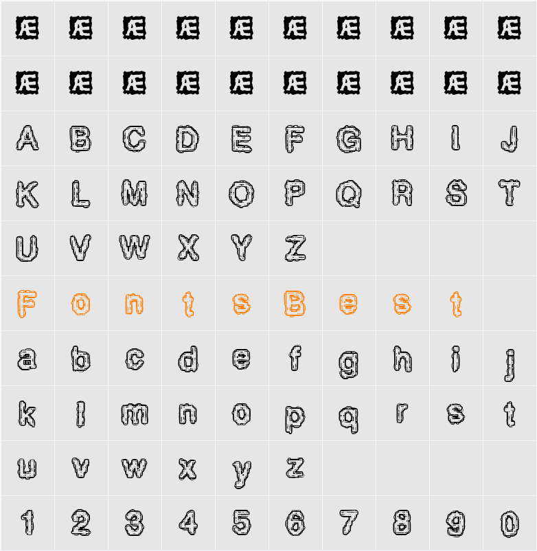 Pixel Krud BRK Character Map