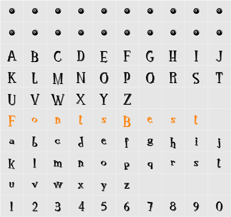 RocknRoll Typo Shadow Character Map