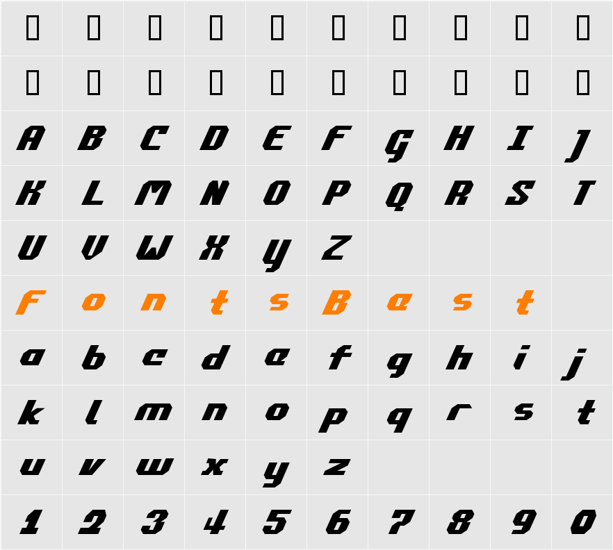 Commonwealth Italic Character Map