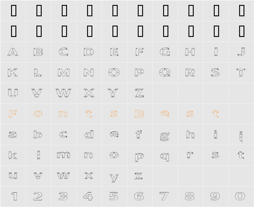 ScrewedFont Character Map