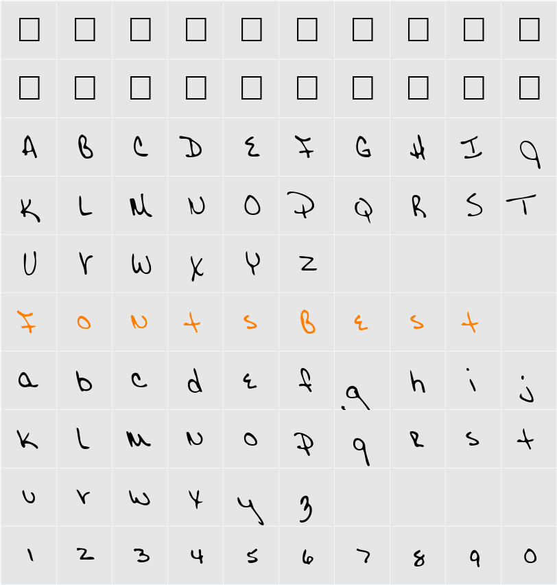 JolenesHand Character Map