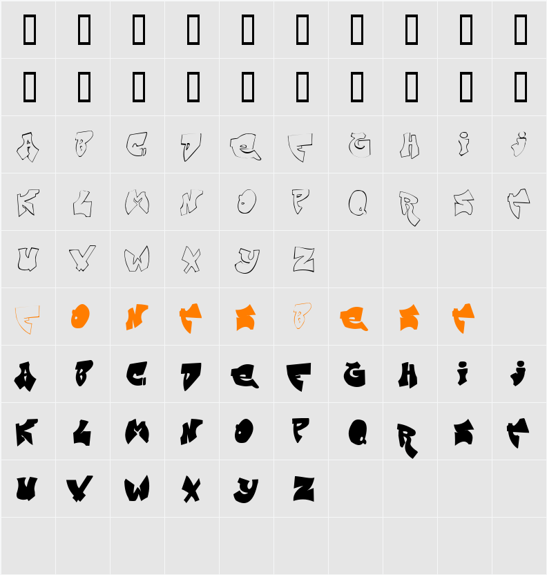 Zit Graffiti Character Map