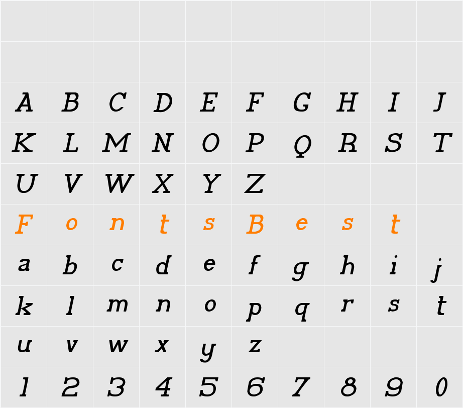Pélida Character Map