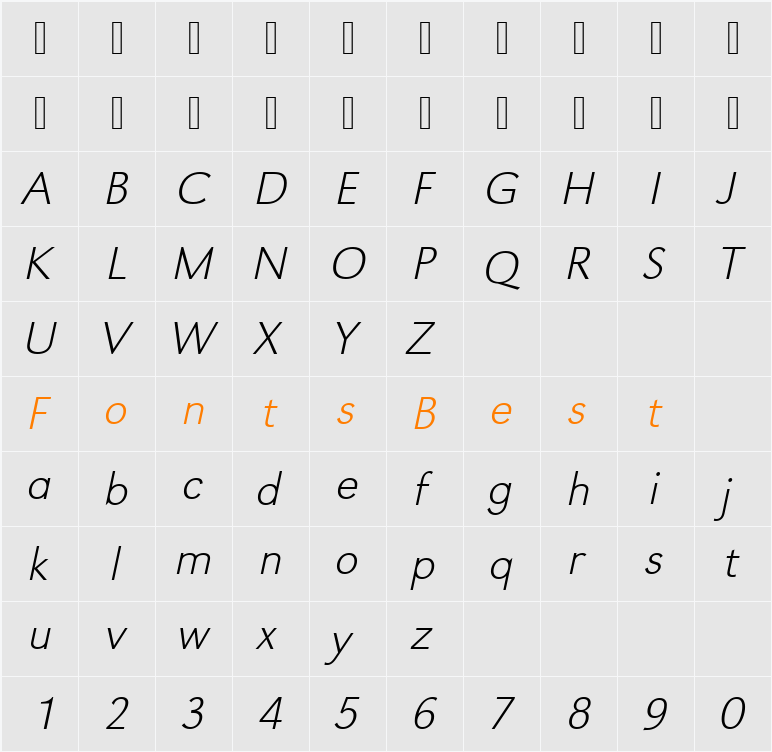 URWGroteskTExtLigWid Character Map
