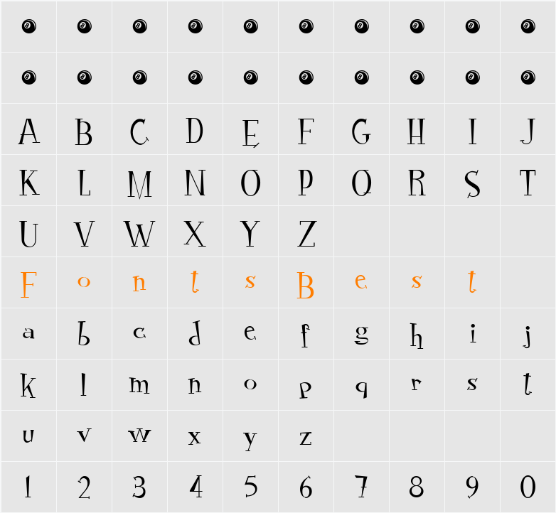 RocknRoll Typo thin Character Map