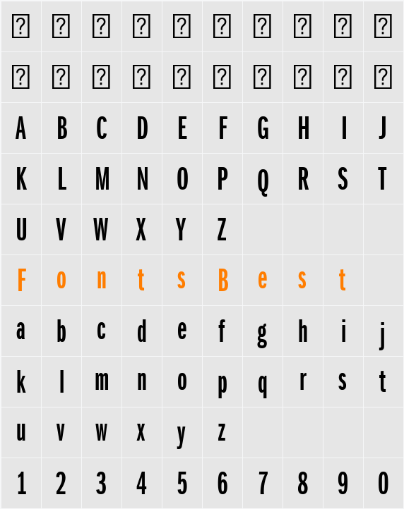 ITCFranklinGothic LT Com DmXCm Character Map