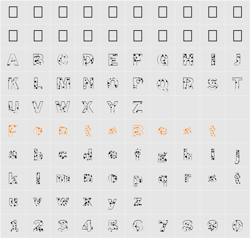 FZ BASIC 56 SPOTTED Character Map