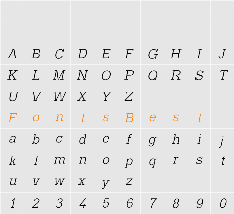 Typo Slab Character Map