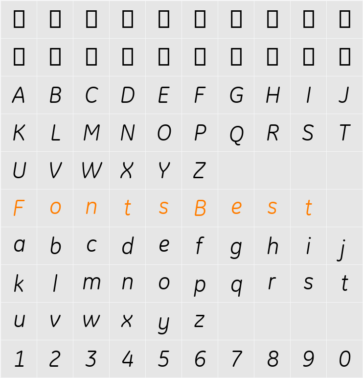 GE Inspira Character Map