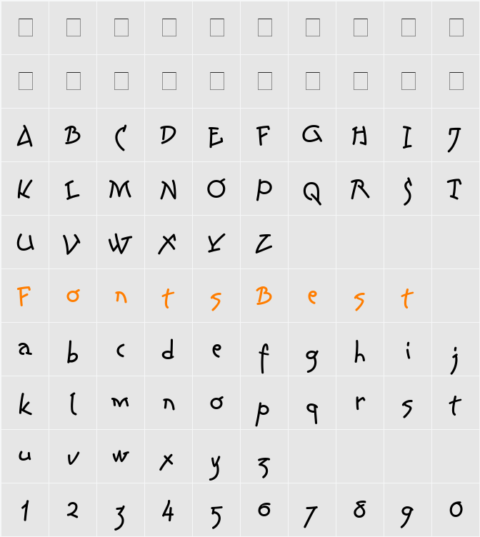 LTColibri Character Map