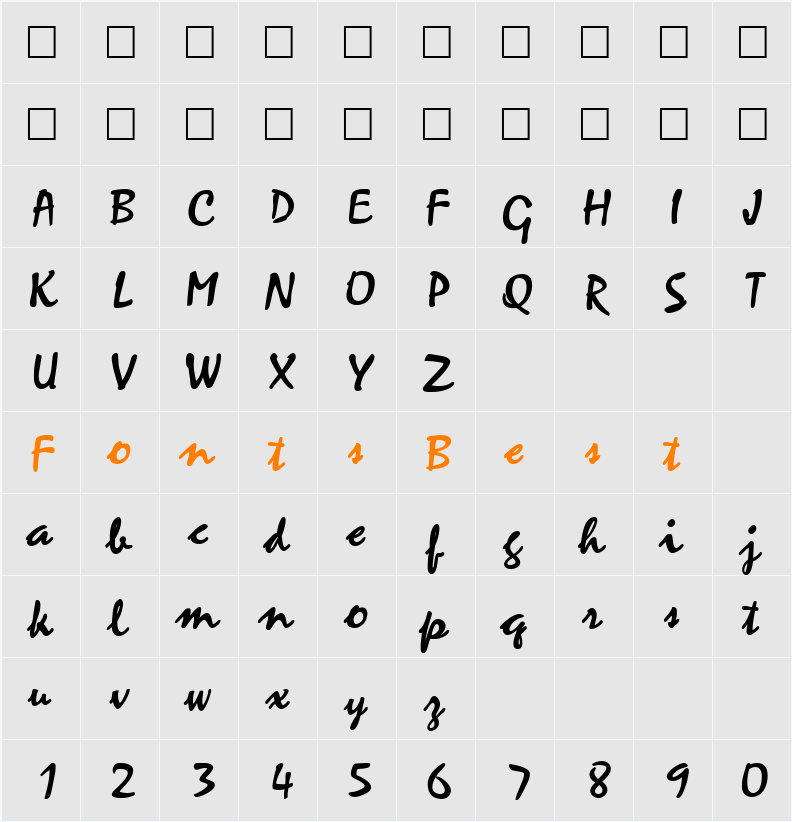 Zephyr Character Map