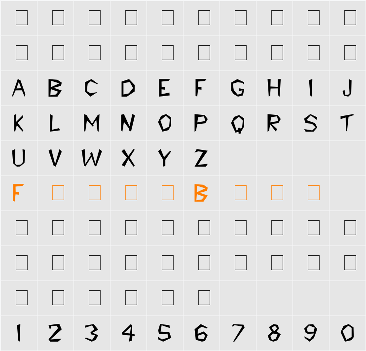 Tribal Display Caps SSi Character Map