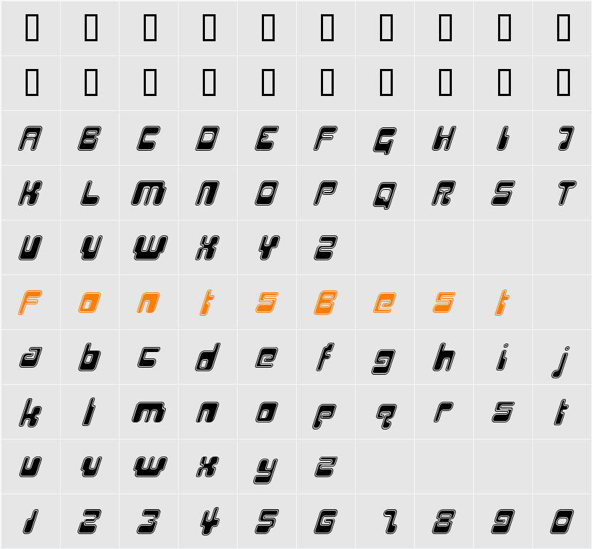 HiroOutline Character Map