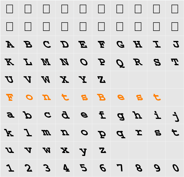 FZ BASIC 54 LEFTY Character Map